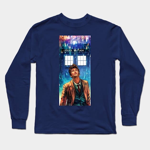 Ten & Tardis Long Sleeve T-Shirt by Blackout_21